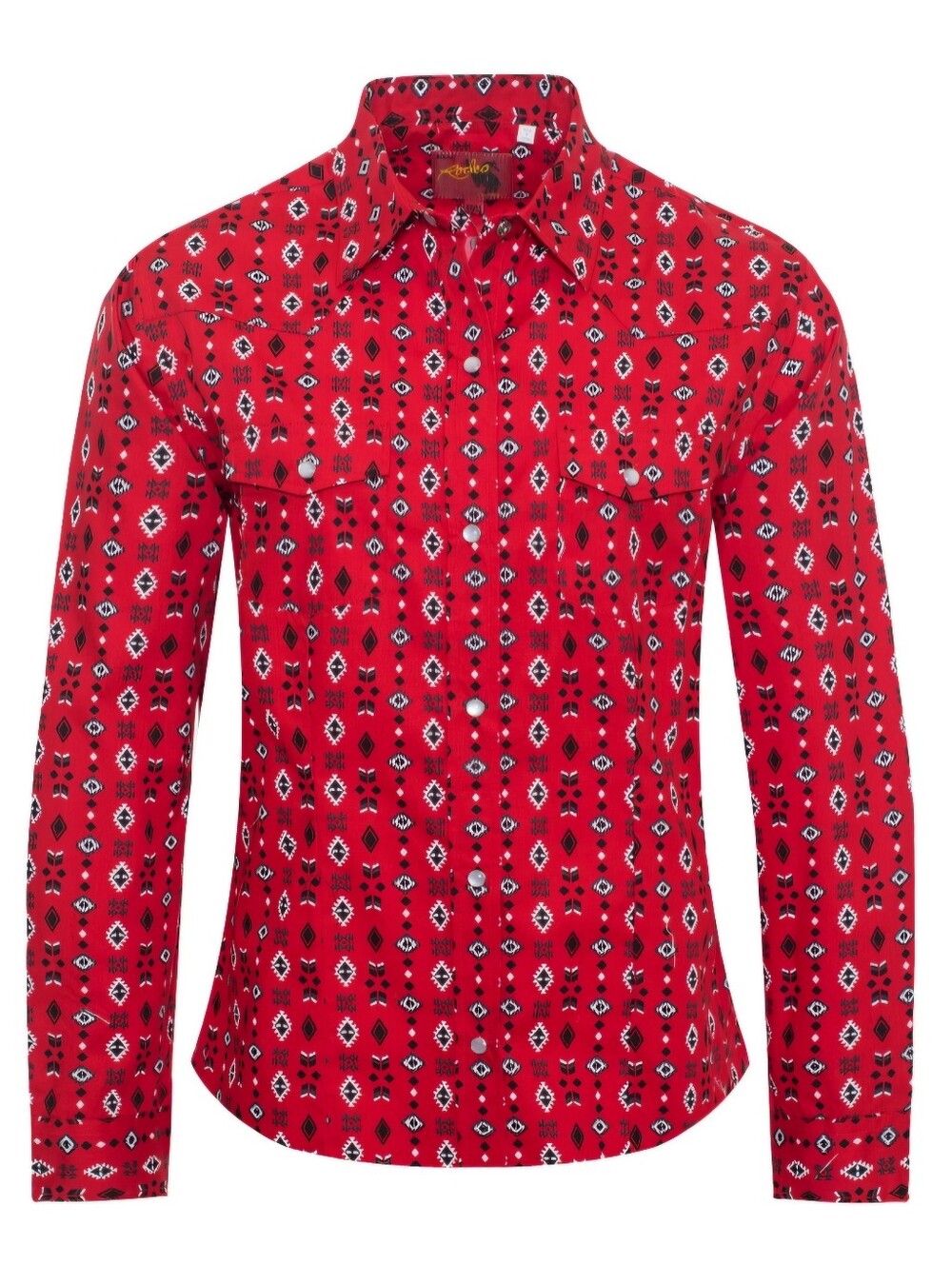 Rodeo Slim-Fit Red Printed Button-Down Shirt with Chest Pockets